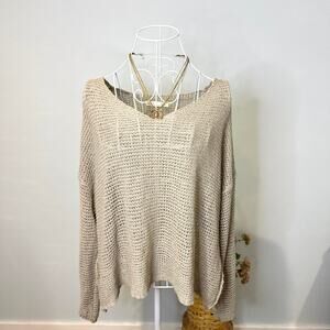 Cute Oak + Fort taupe crochet sweater